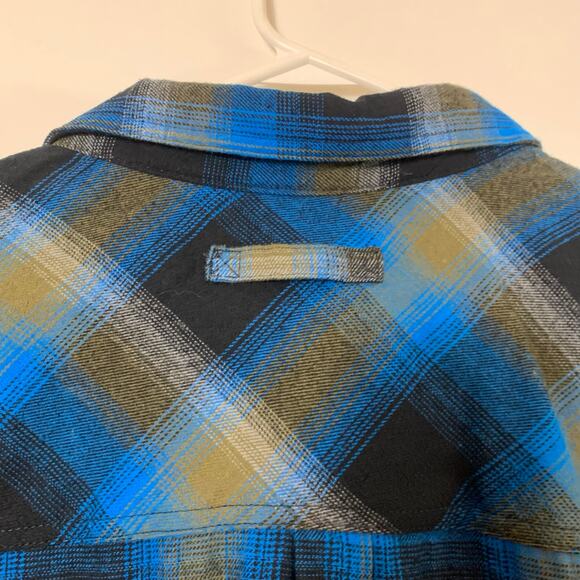 Legendary Whitetails Shirt Buck Camp Mens XL Blue Tan Plaid Flannel Button Up - Picture 5 of 13